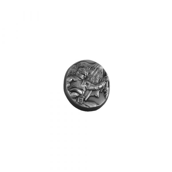 Captain Moroni relief sculpture silver pin