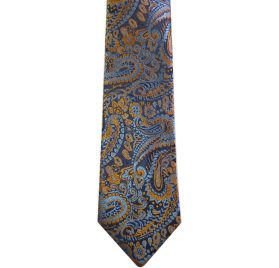 336 Blue and Gold Paisley Men's Tie