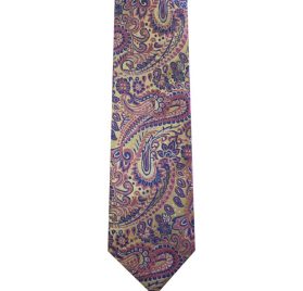 340 Men's Yellow with Pink Paisley Tie
